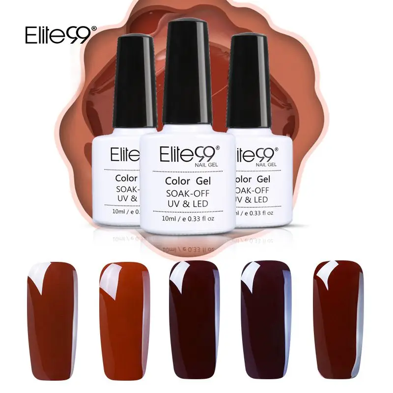 

Elite99 12 Pieces Elegant Coffee Brown Color Gel Varnish 10ml Soak Off UV Finger Color Gel Nail Art Manicure Nail Polishes