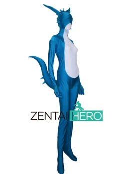 

Free Shipping DHL Wholesale Adult Cool Blue and White BLUE DRAGON Spandex Zentai Suit Halloween Super Hero Costume SH902