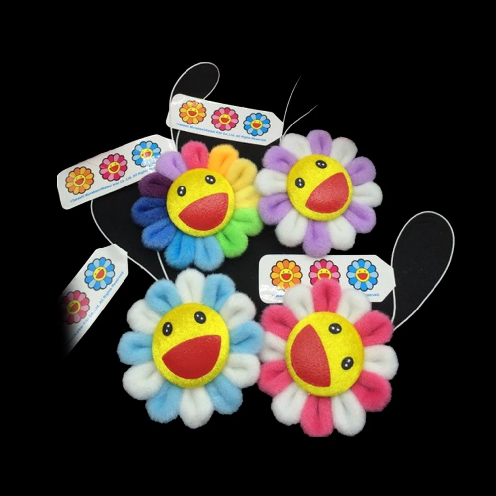 

8cm Cute Soft Rainbow Flower Plush Brooch Pin Sun Flower Smile Badge Clothes Decor Jewelry Gift Strap Doll Toy