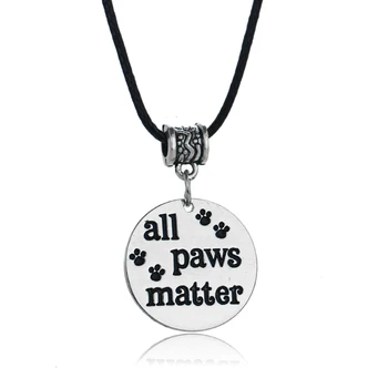 

24PC/Lot Charm Foot Print Pet Claw All Paws Matter Pendant Necklace Leather Rope Jewelry Women Dog Lover Animal Rescue Gifts Hot