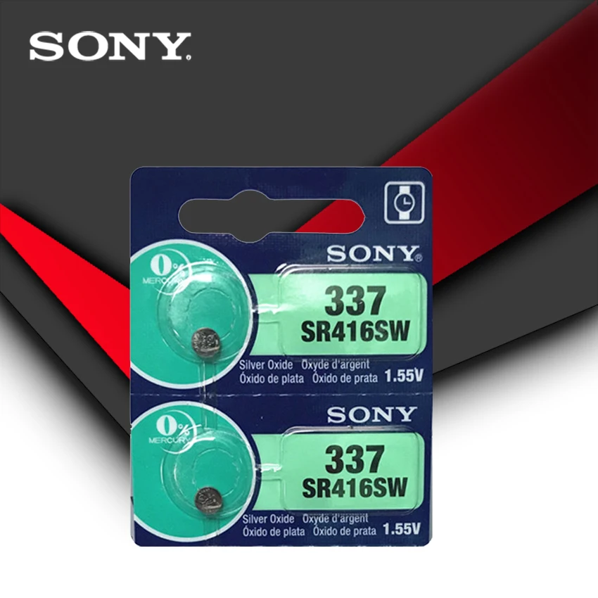 2 шт. sony 337 SR416SW 1,55 в оксид серебра часы батарея SR416SW 337 Кнопка монетница Сделано в Японии