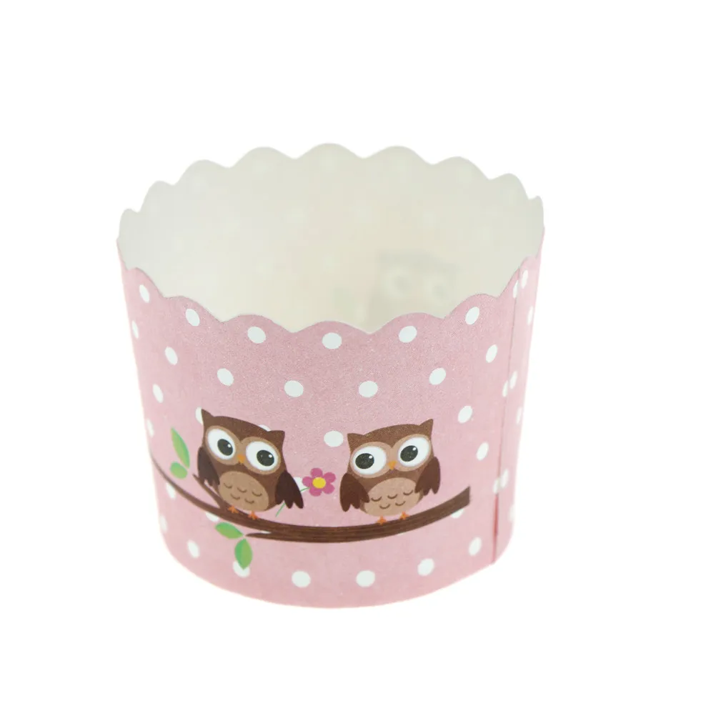 

50pcs cute owl pattern Cupcake muffin tin paper cases hard paper muffin cup