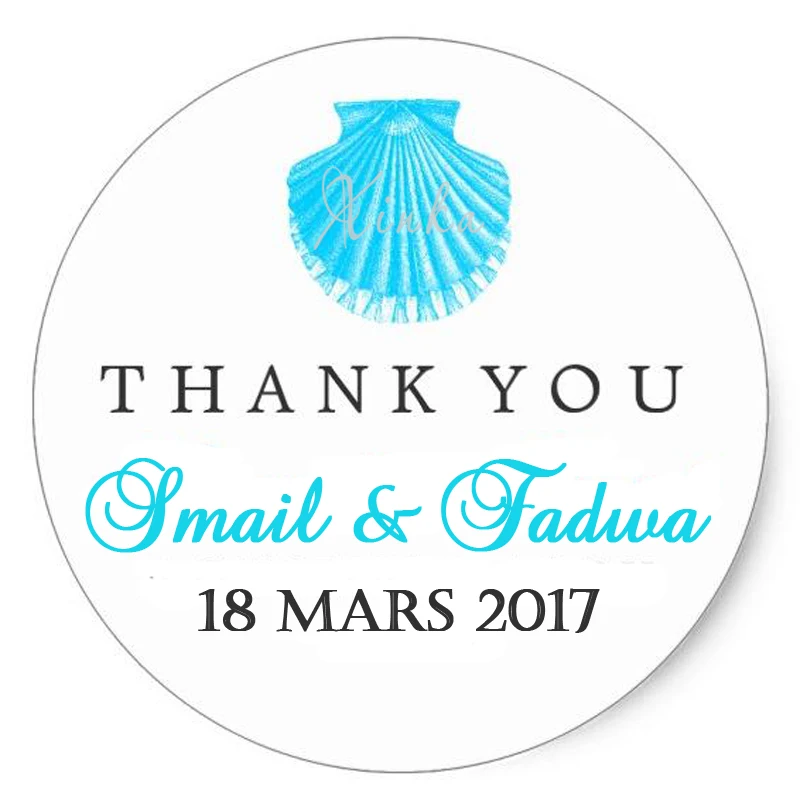 

Custom Wedding Sea Shell Beach Classic Round Sticker, Personalized Wedding Stickers, Labels Or Tags,customized Name And Date