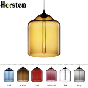 

Nordic Simple Vintage Colorful Glass LED Pendant Lamps Edison Bulb Hanging Lights For Kitchen Restaurant Living Room Cafe Bar