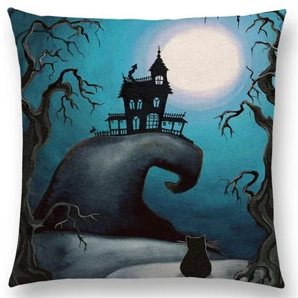 Алиса сны милый кот волшебная луна ночь чудес Изумрудный лес ведьмы Хэллоуин танец подушка для дивана бросок наволочка