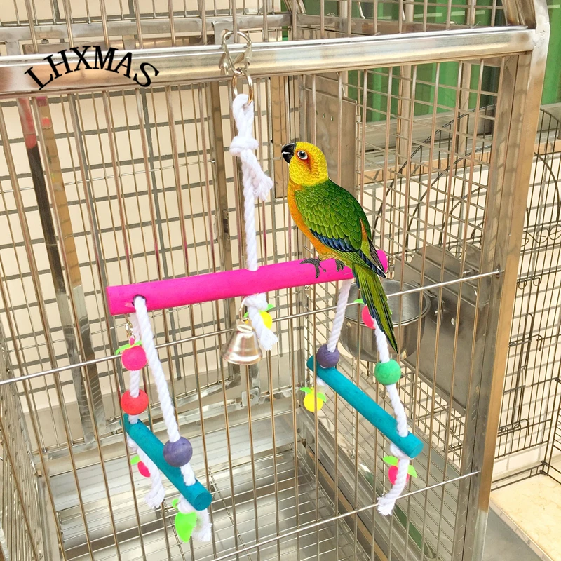 

Colorful Bird Toy Chewing Hanging Toy Parakeet Cockatiel Budgie Parrot Toy Bird Cage Accessories T129