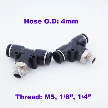 

GOGO Air t corner joint 3 way plastic t connector 4mm thread M5 1/8 1/4 inch male PB4-M5/01/02 pneumatic hose pipe tee fitting