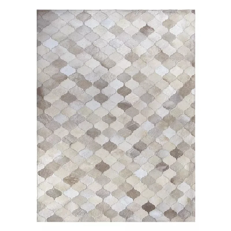 Натуральный бежевый цвет, ковер из воловьей кожи для гостиной, роскошный ковёр из воловьей кожи в стиле пэчворк, большой размер, декоративный ковер для офиса