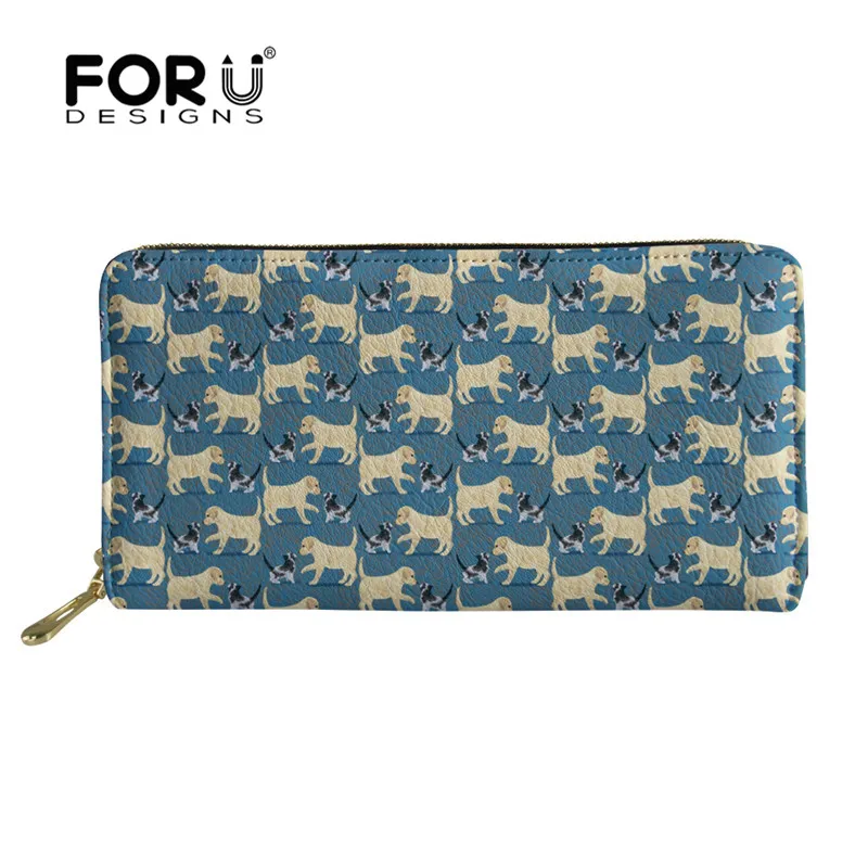 

FORUDESIGNS Long Style Leather Wallet Women Labrador Printing Card Holder Ladies Purse Money Bag Female Pouch Carteira Feminina