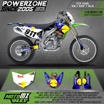 

PowerZone Custom Team Graphics Backgrounds Decals 3M Stickers Kit For Kawasaki KX250F 06-08 09-12 KX450F 06-08 09-11 KLX450R 047