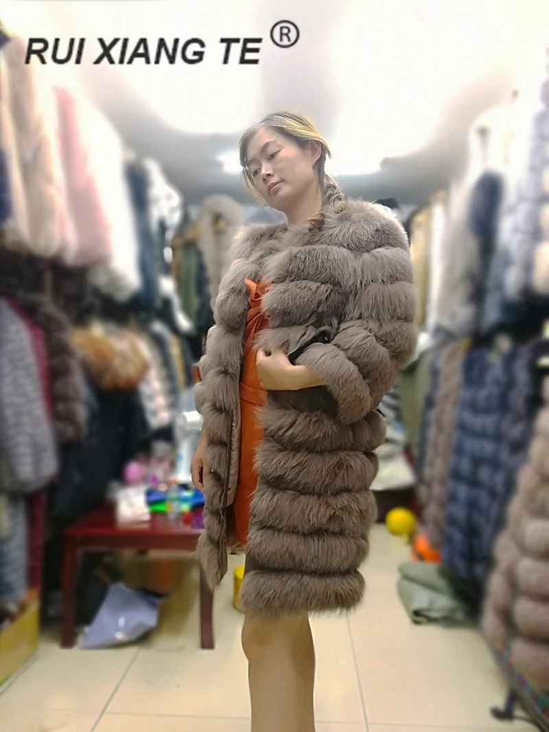 Женское пальто из натурального меха теплая зимняя шуба из натурального Лисьего меха роскошное Женское пальто из натурального песца меха рукава снимать натуральное меховое пальто для зимы заказ принимать