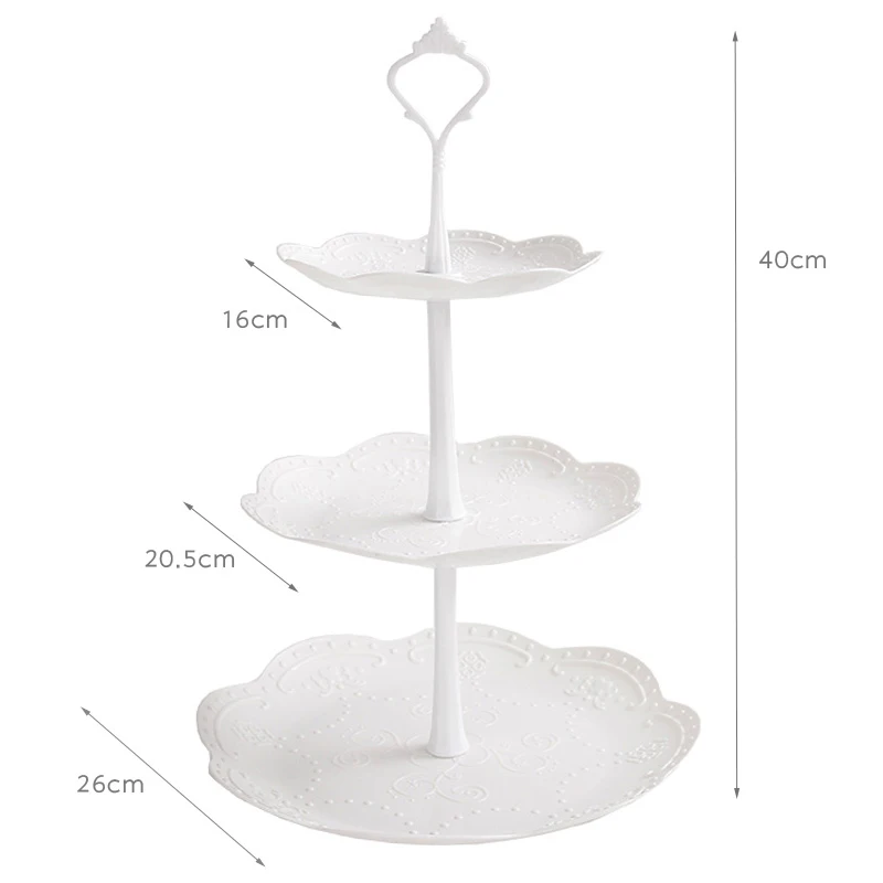3 Tier Cake Stand Embossed Tray Three Layer Decor Cupcake Wedding Birthday Party Afternoon Tea Cake Stand Food Plate