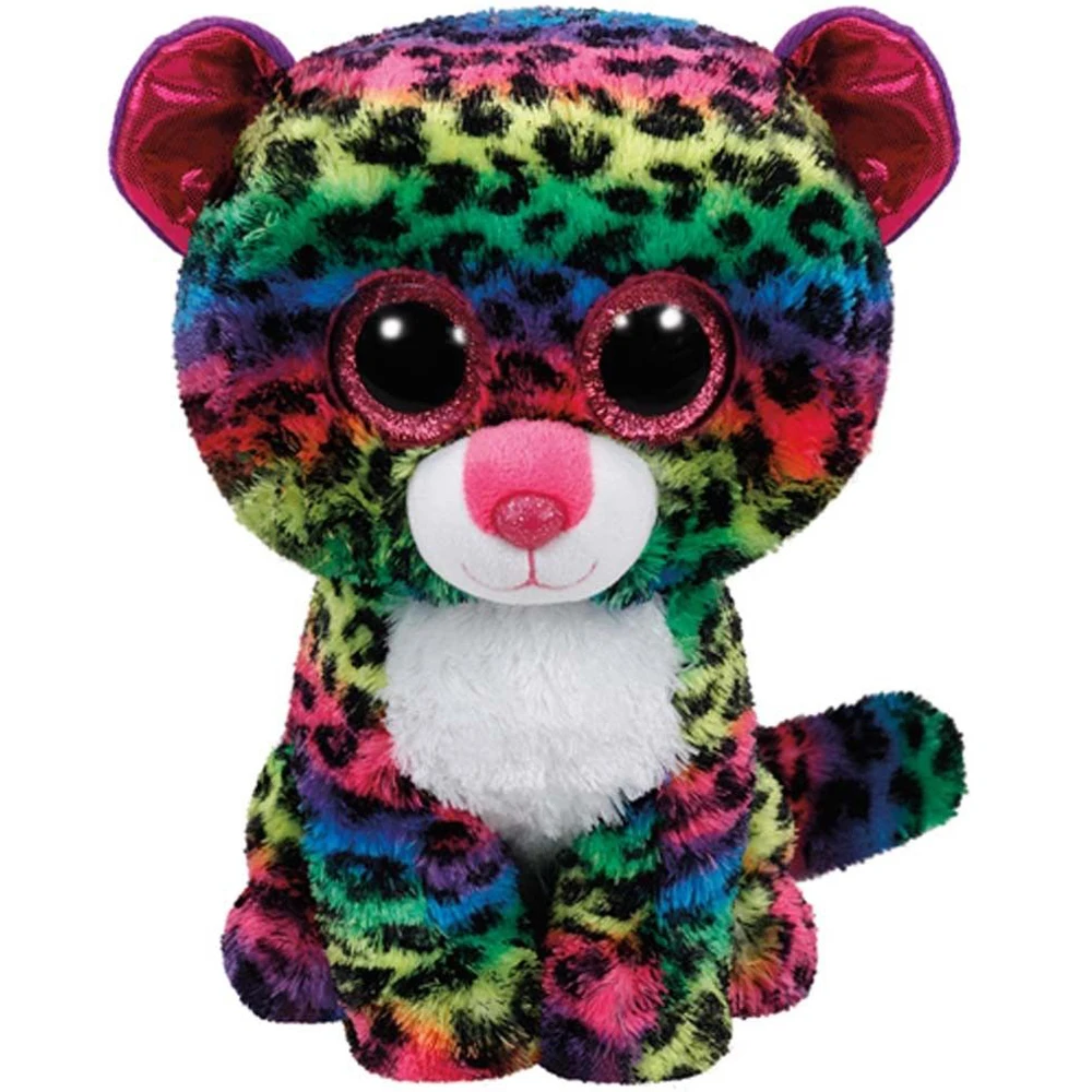 

Pyoopeo Original Ty Boos 10" 25cm Dotty the Multicolor Leopard Plush Medium Soft Big-eyed Stuffed Animal Collectible Doll Toy