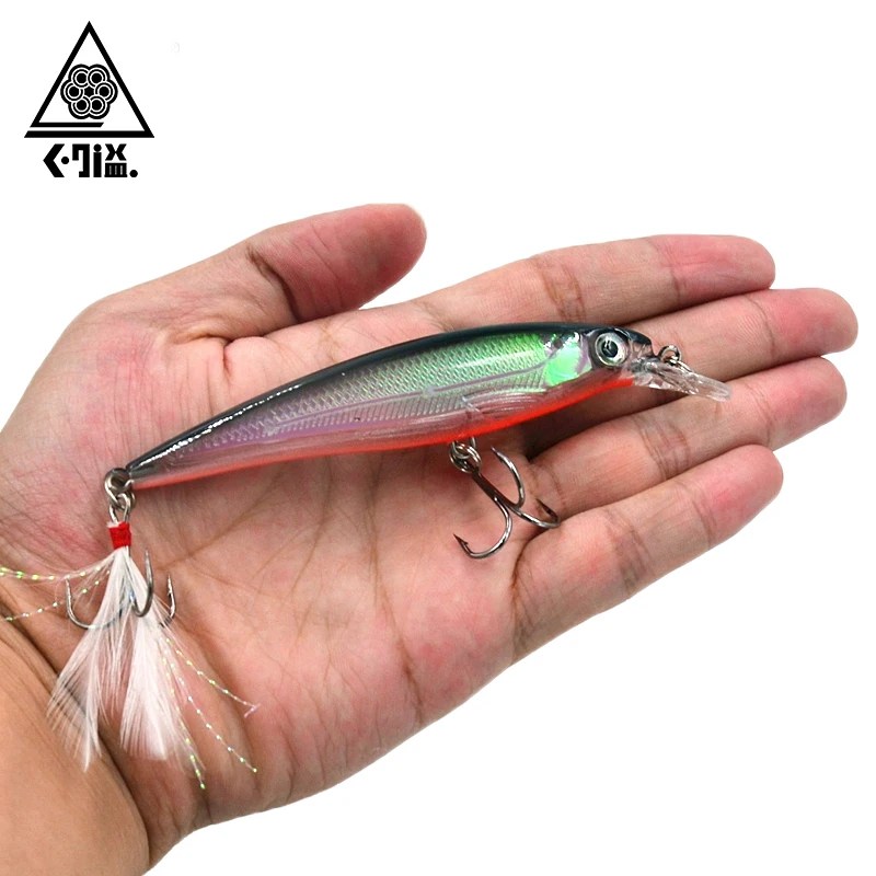 Plastic Feathered Minnow Lure 11cm 14g Fishing Hard Lure 3D Fish Eye