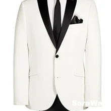 Изготовленный на заказ смокинг жениха белого цвета, на заказ белый смокинг пиджак черного цвета с отворотом, белая куртка с черными брюками, угловые атласные с отворотом