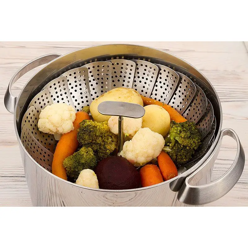 Лидер продаж Нержавеющая сталь растительного пароход корзина Подходит мгновенный горшок Плита выдвижная ручка Дизайн Премиум Steamers2049