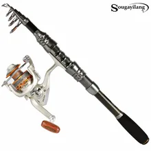 Sougayilang 1.8-3.0m Telescopic Fishing Rod Set and 14BB Metal Spool Spinning Reel Spinning Fishing Rod Reel Combo cana de pesca