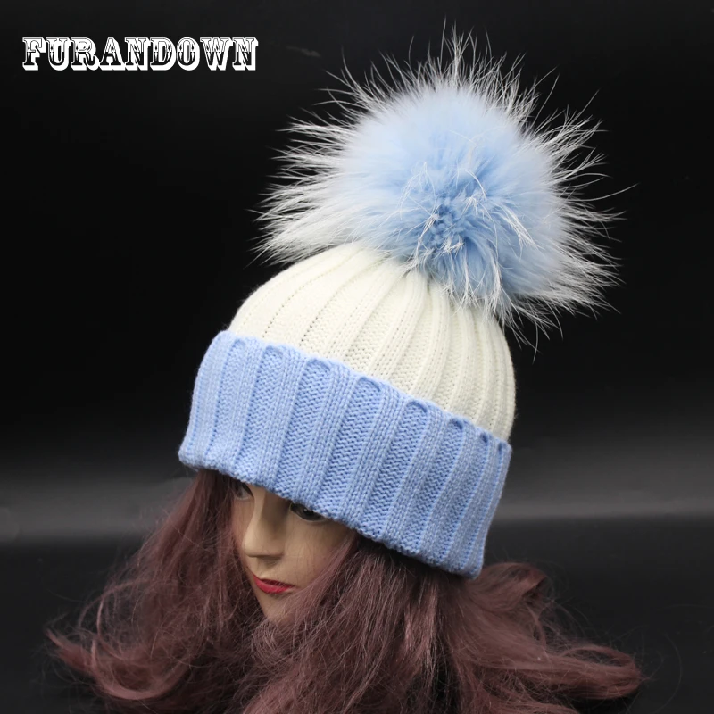 Женские зимние меховые шапки с помпоном вязаные цветным 2018|bobble hat|fur hatfur hats for women |