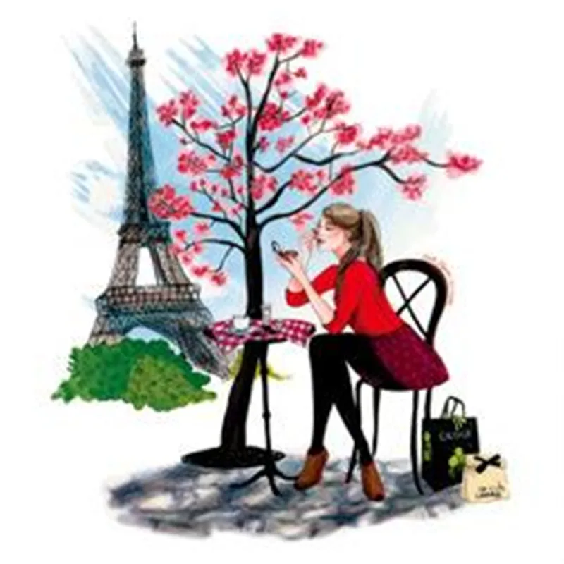 

Street Icon Women Men Clothes 260mm Tower tree girl Iron on transfer Printing Patches for clothing T-shirt Patch Diy 3D Stickers
