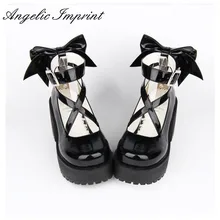 8cm High Heels Black Strappy Platform Pumps Sweet Lady Lolita Cosplay Party Shoes