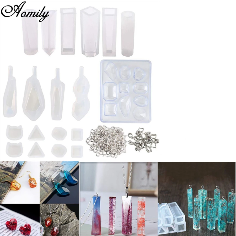 

Aomily DIY 19pcs/Set Handmade Crystal Drop Jewelry Mold Necklace Eardrop Gemstones Cake Chocolate Resin Soap Molds 110pcs Screws