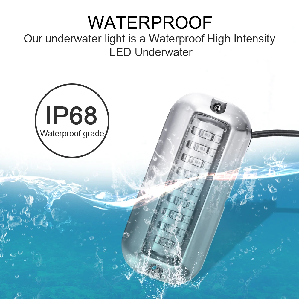 New 27 LED 50W White/Green/Blue Underwater Pontoon Boat Transom Fishing Light Underwater Waterpro Of Lamp Cover Waterproof