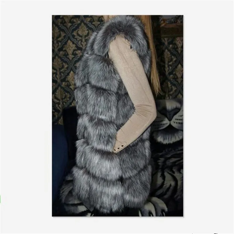 BINYUXD пальто поступление зимнее теплое модное женское импортное пальто меховые жилеты высококачественное пальто из искусственного меха Лисий Мех Длинный жилет Женская куртка