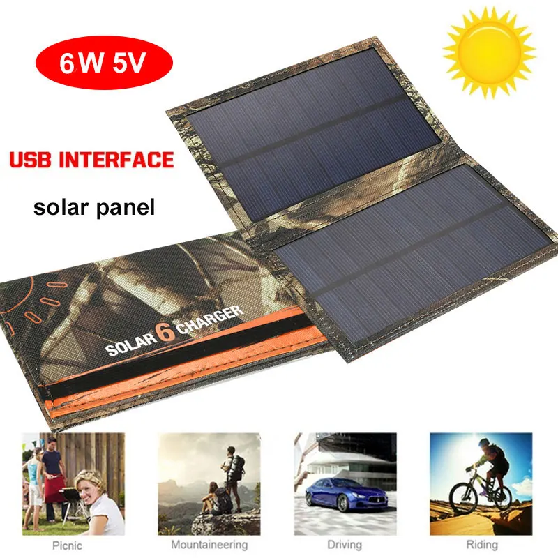 

Amzdeal 5V 6W Folding Solar Panel USB Port Fast Charger Solar Charger Panel Solar Generator Outdoor