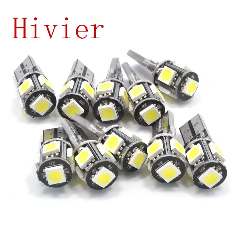 Wholesale new High Quality Canbus White Blue 10x T10 5smd 5 smd 5050 Led Car Light W5w 194 Error Bulbs free Shipping
