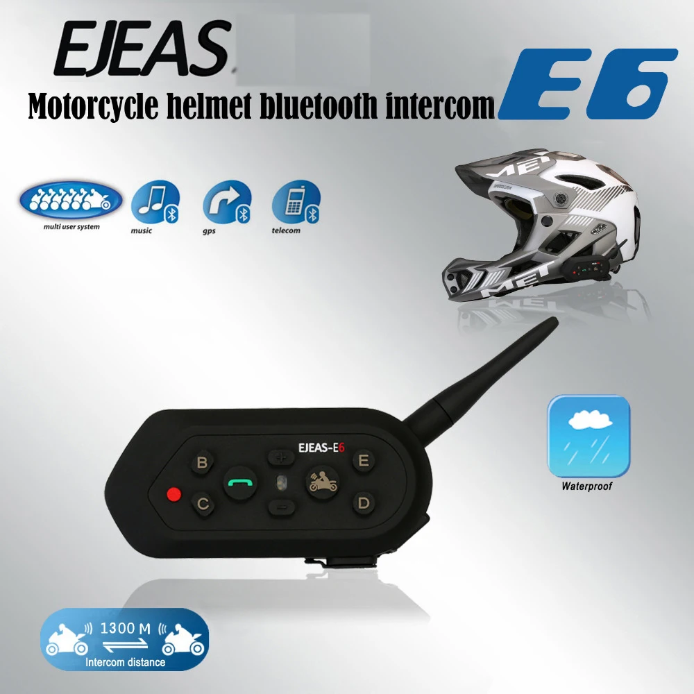 1200M Max 6 Riders VOX Bluetooth Motorcycle Headset for Half