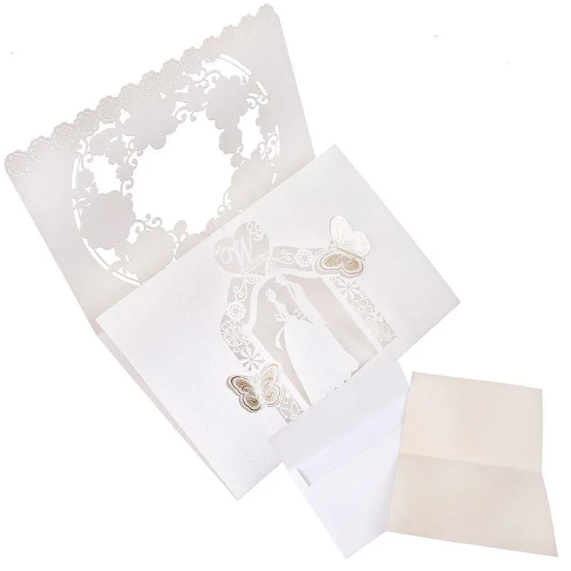  Hot Creative Birthday Wedding Invitation Cards Free Envelopes with Blank Lace Floral @LS - 33013392595
