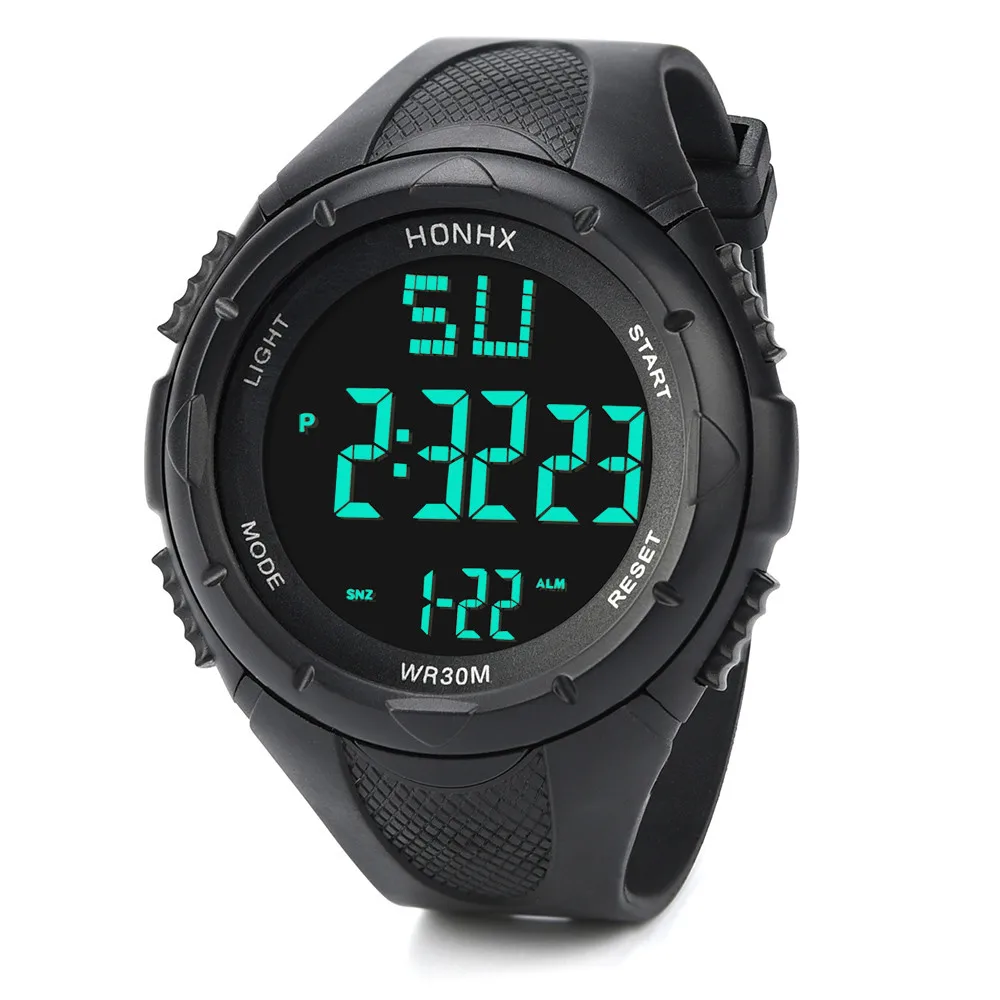 HONHX Mens Watch LED Digital Date Waterproof Sports Army Males Quartz
