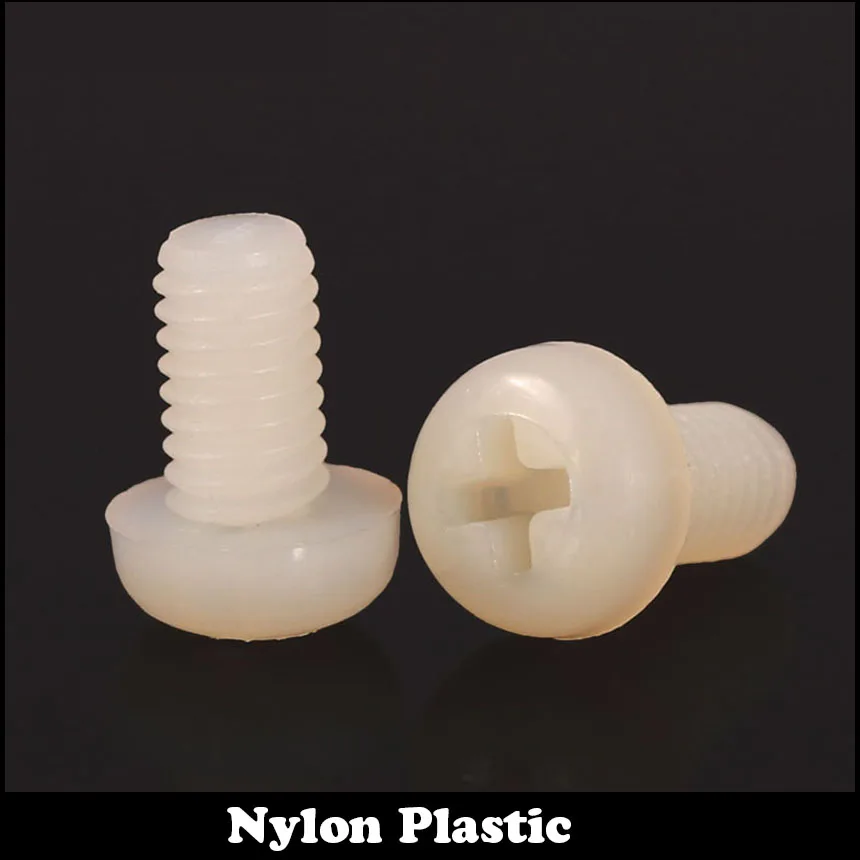 

50pcs M2.5 M2.5*8 White Bolt Nylong Plastic Cross Recessed Round Pan Head Screw