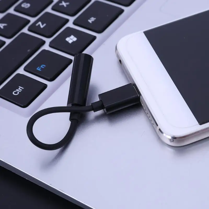 12.5cm USB 3.1 Type C Male to 3.5mm AUX Female Audio Converter Cable Earphone Audio Adapter Connector Cord Wire Black White