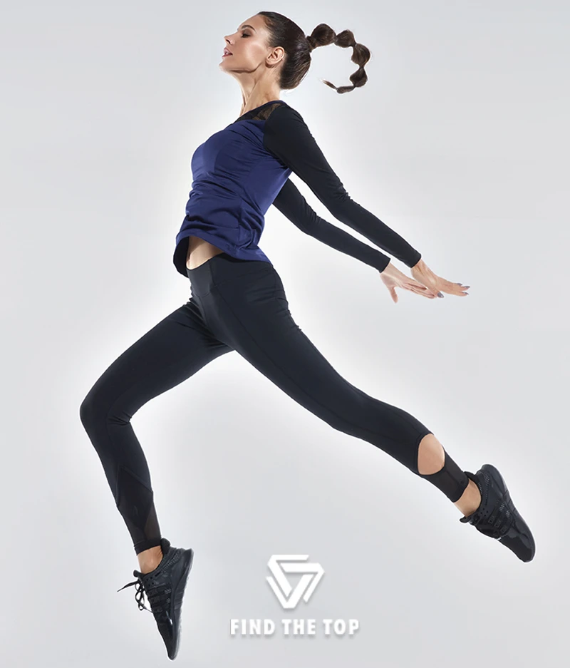 Новый на осень-зиму Женщины Quick Dry Yoga Танцы сжатия Штаны Колготки Женская Бег тренажерный зал фитнес-Леггинсы спортивные штаны