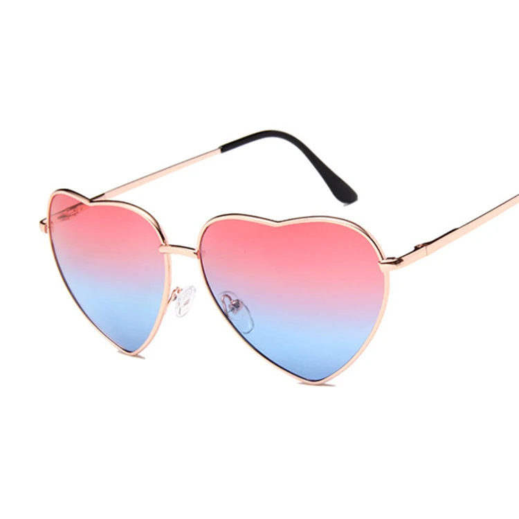 Новинка, модные женские солнцезащитные очки с сердечком, милые сексуальные ретро очки кошачий глаз, винтажные дешевые зеркальные солнцезащитные очки, красные женские маленькие очки - Цвет линз: Red blue