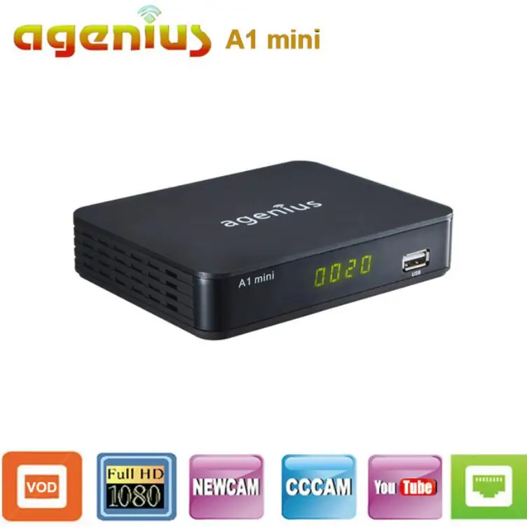 

DVB-S2 Agenius A1 Mini Receiver Satellite with RJ45 Support Newcam Cccam Powervu Biss Key with 1 Piece Usb Wifi for All Country