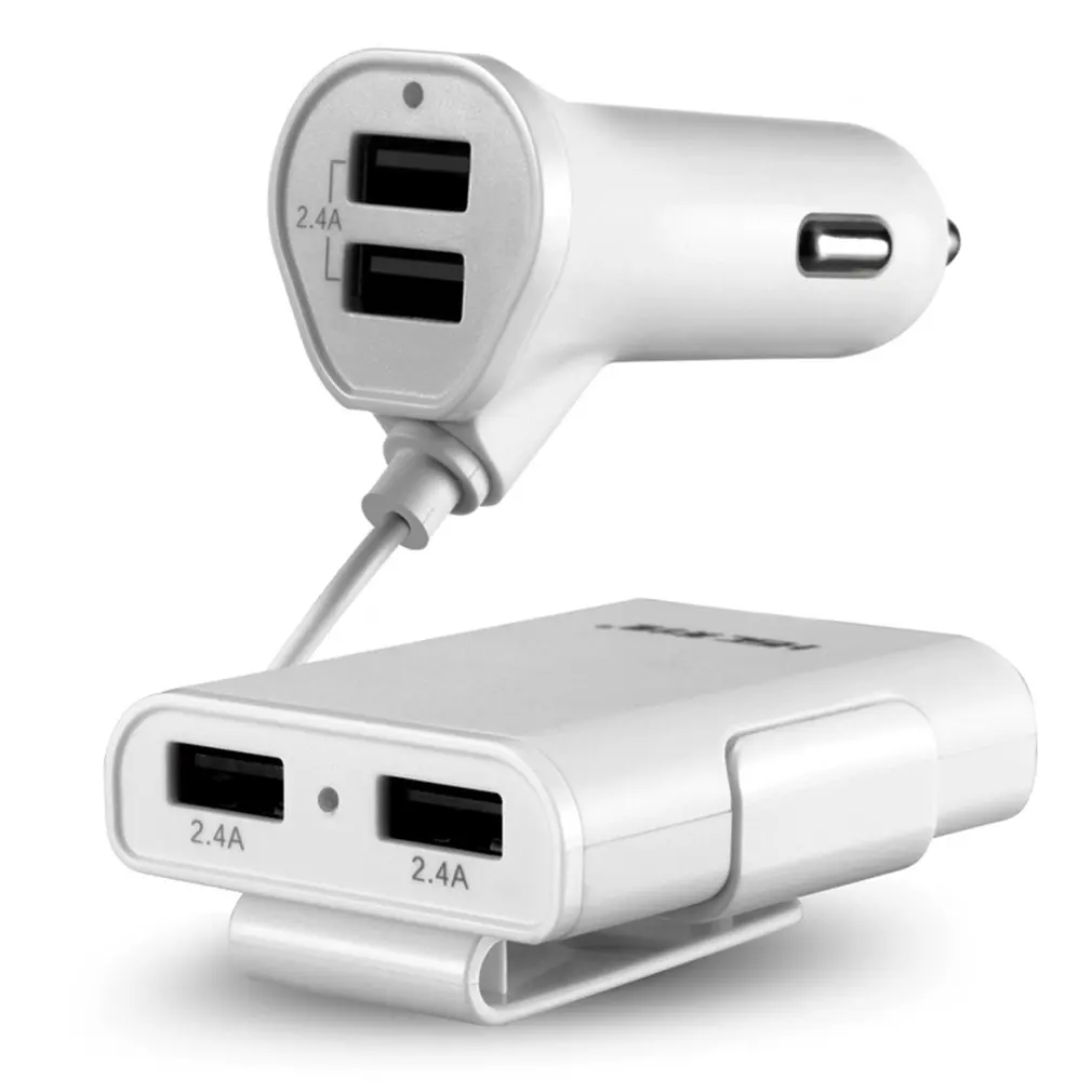 4.8A 4 порта USB удлинитель автомобильное зарядное устройство Универсальный