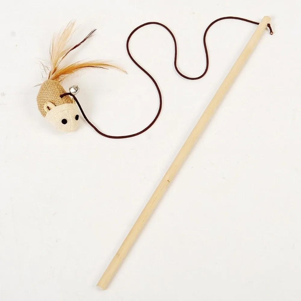 Kitten Cat Pet Feather Toy Wire Chaser Wand Teaser Feather With Bell Beads Play Funny Cat Toys Accessories  (1)
