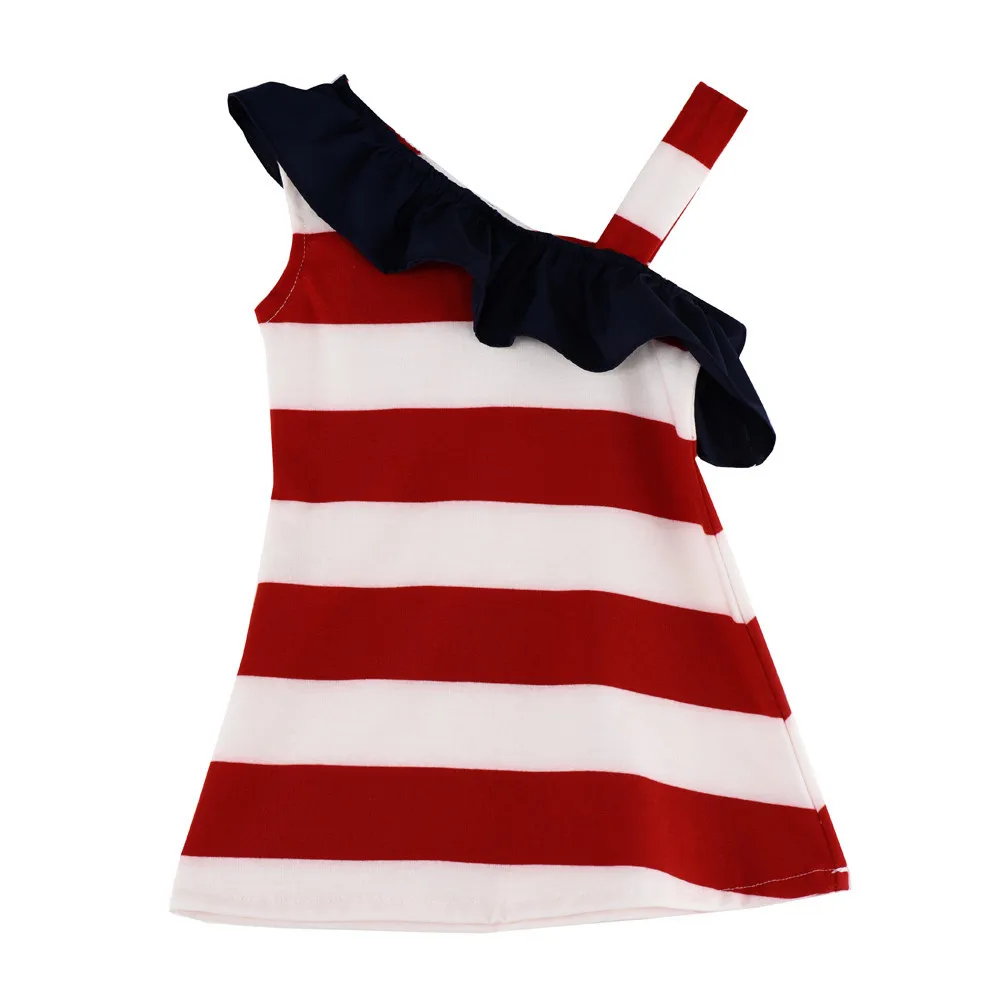 

Autumn baby clothes Dresses for girls school clothes Toddler Kids Baby Girl Dresses Sleeveless Splice USA Patriotic Star Dress