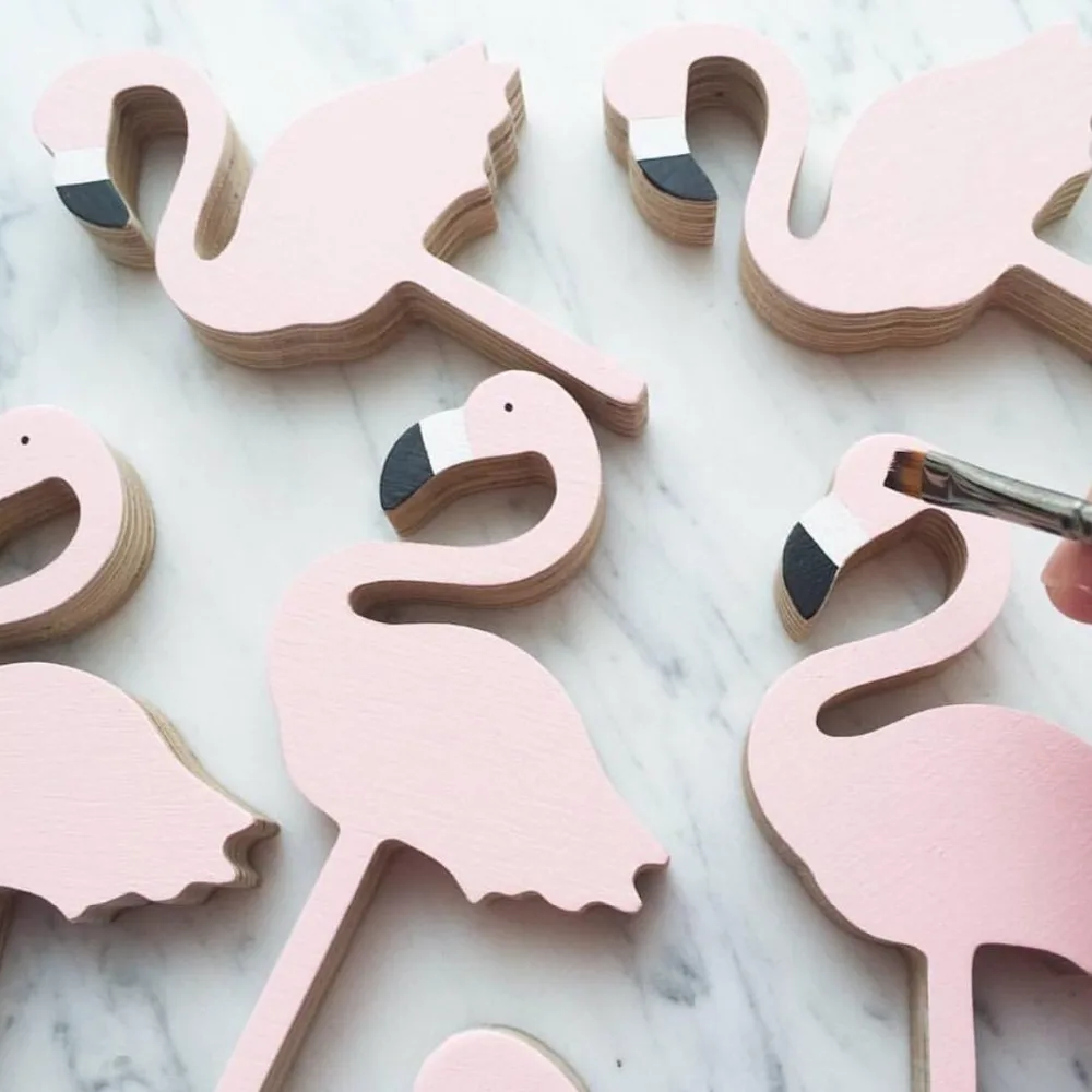 Милый розовый Фламинго деревянный крючок для одежды для детей украшение стены комнаты детская комната экологический крюк