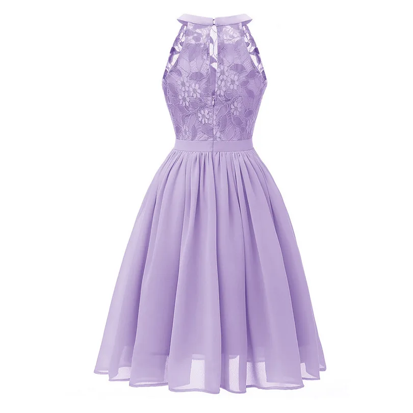   Women Summer Vintage Princess Floral Lace Dress Cocktail Elegant Dress Neckline Party Aline Mini Swing Dress#4M11 (18)
