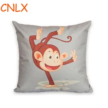 

Factory Supply Latest Design Throw Pillow Cute Cartoon Monkey Decorative Linen Cushion For Children's Birthday Gift