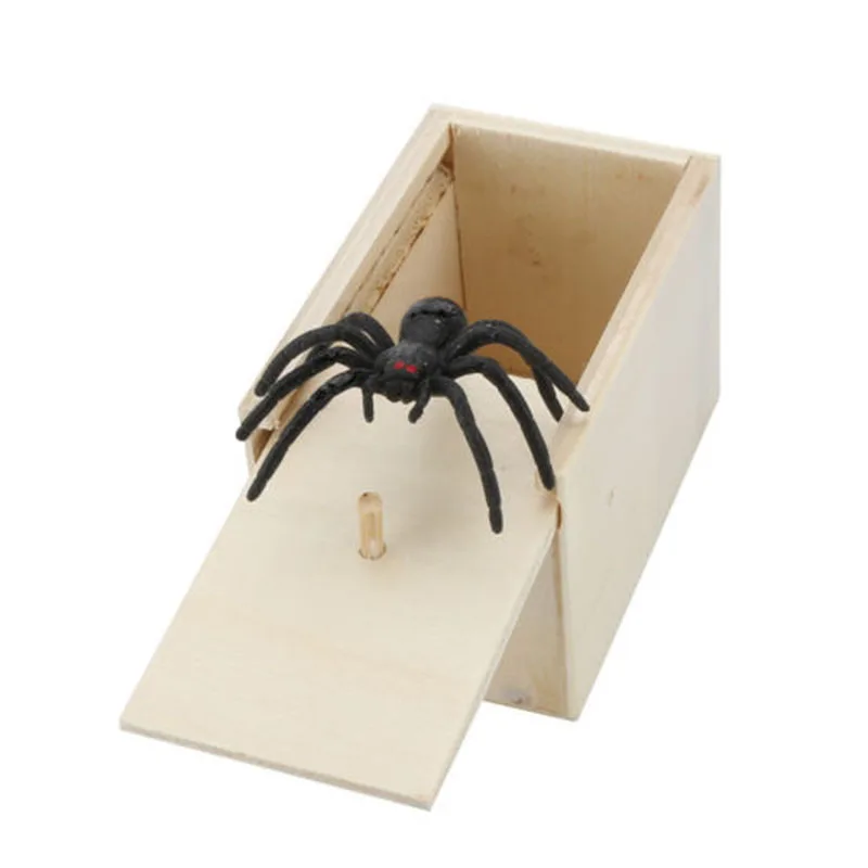 1 Pcs Wooden Prank Spider In The Case Scare Box Scaring Trick Play Joke Toy Funny Gift New Arrival