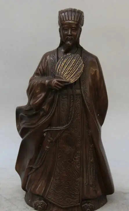

Details about 12" Old Chinese Bronze Zhu Ge Liang mastermind resourcefulness militarist Statue