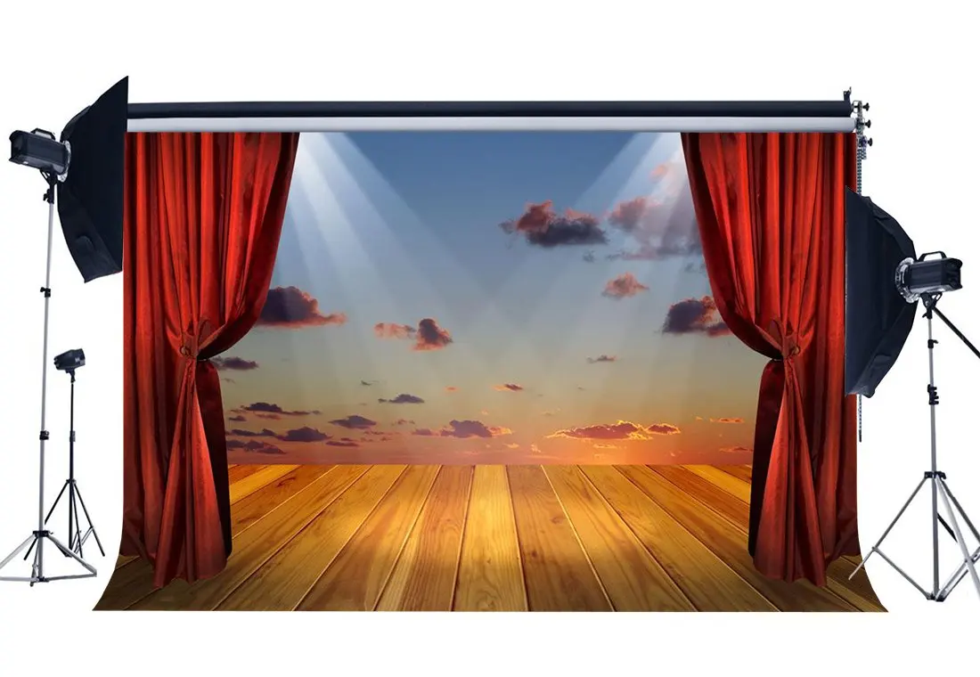 

Luxurious Stage Backdrop Interior Theatre Show Backdrops Shining Lights Red Curtain Band Concert Photography Background