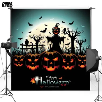 

DAWNKNOW Happy Halloween Vinyl Photography Background Pumpkin Lantern Ghost Polyester Backdrop For Party Photo Studio HA235
