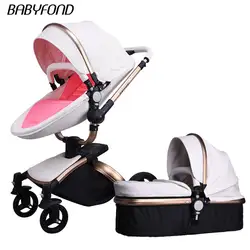 Babyfond Poussette Детские 2 в 1 Детские коляски бренд розовый цвета из искусственной кожи комфорт высокое качество bebe коляска