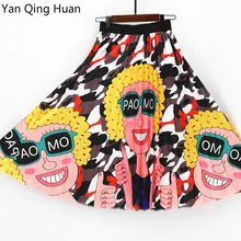 Yan Qing Huan/ летняя популярная новая уличная юбка в европейском и американском стиле, плиссированная юбка с принтом в клетку, юбка со средней талией и надписью