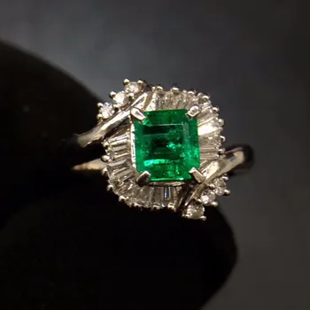 

Fine Jewelry Real Pure Pt900 Gold Colombia Origin Emerald 0.895ct Gemstone Diamonds Jewellery Female's Rings for women Fine Ring